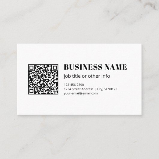 Zakelijke QR-code & Bewerkbare Retro-Moderne Tekst Visitekaartje (Voorkant)