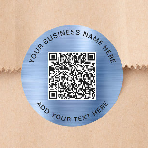 Zakelijke QR-code Blauw Ronde Sticker