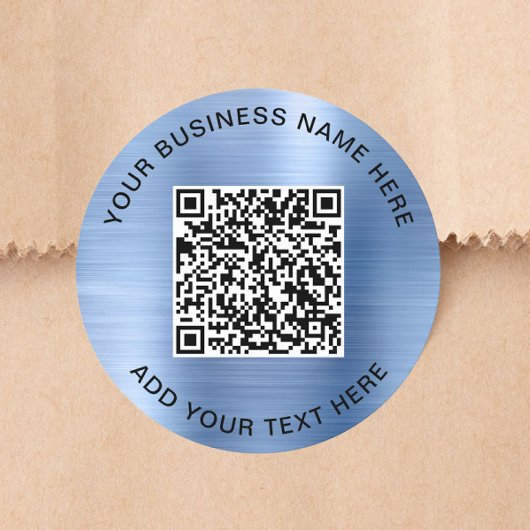 Zakelijke QR-code Blauw Ronde Sticker