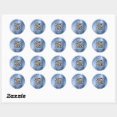 Zakelijke QR-code Blauw Ronde Sticker (Vel)