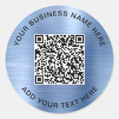Zakelijke QR-code Blauw Ronde Sticker (Voorkant)