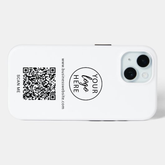 Zakelijke QR-code en bedrijfslogo Case-Mate iPhone Case (Achterkant (horizontaal))