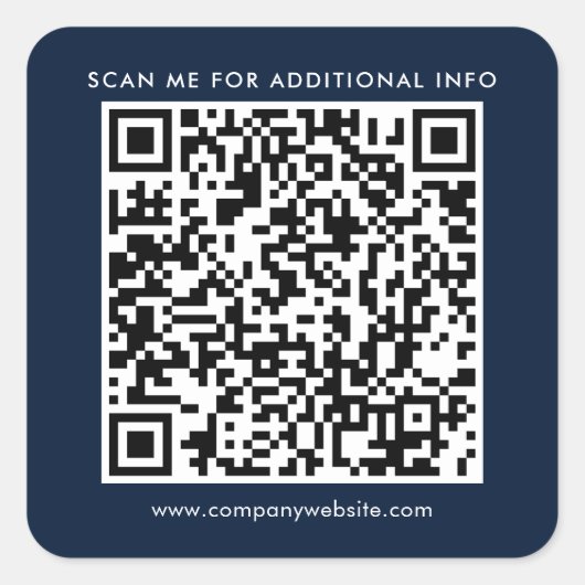 Zakelijke QR-code en bedrijfswebsite blauw Vierkante Sticker (Voorkant)