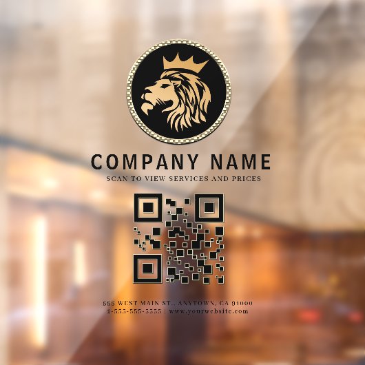 Zakelijke QR-code en elegant leeuwenlogo Raamsticker (Vel 2)