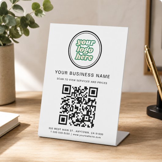 Zakelijke QR-code en logo Reclamebord Met Voetstuk