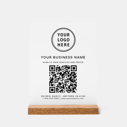Zakelijke QR-code en Logo White Acryl Bord (Voorkant)