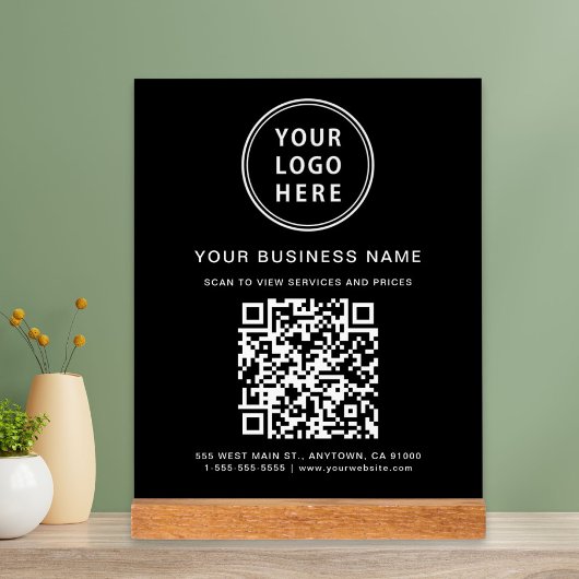 Zakelijke QR-code en logo zwart Acryl Bord