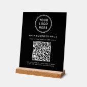 Zakelijke QR-code en logo zwart Acryl Bord (Hoek)