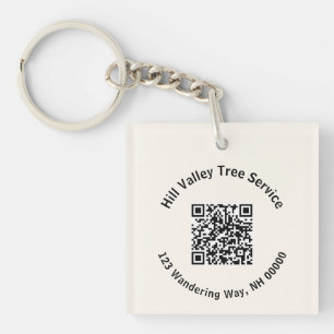 Zakelijke QR-code en tekst Ecru Sleutelhanger