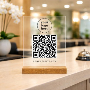 Zakelijke QR-code en website logo Acryl Bord