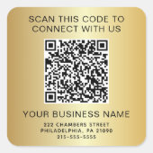 Zakelijke QR-code Goud Vierkante Sticker (Voorkant)