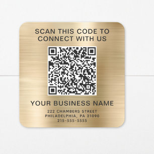 Zakelijke QR-code Goud Vierkante Sticker