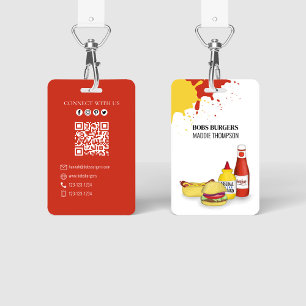 Zakelijke QR-code Hamburger Hotdog Badge