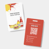 Zakelijke QR-code Hamburger Hotdog Badge (Voor- en achterkant)