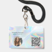 Zakelijke QR-code holografisch visagist personeel Badge (Voorzijde met lanyard)
