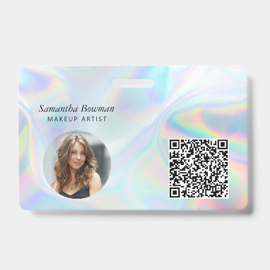 Zakelijke QR-code holografisch visagist personeel Badge (Voorzijde)