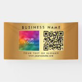 Zakelijke QR-code Logo Gold Horizontal Outdoor Spandoek (Horizontaal)