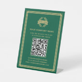 Zakelijke QR Code Logo Klantenservice Green Gold Reclamebord Met Voetstuk (Voorkant)