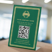 Zakelijke QR Code Logo Klantenservice Green Gold Reclamebord Met Voetstuk