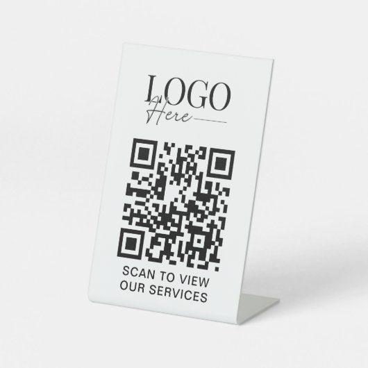 Zakelijke QR-code Logo Modern Simple Salon Spa Reclamebord Met Voetstuk (Voorkant)