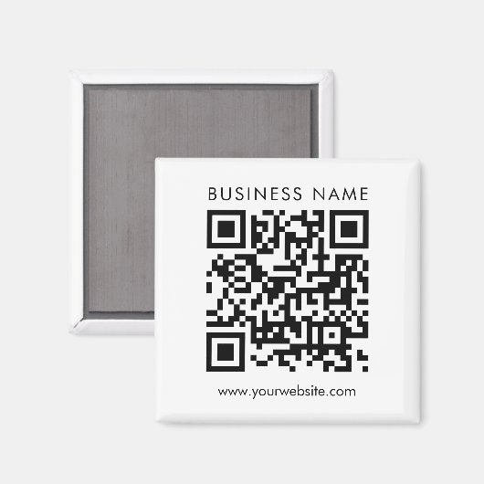 Zakelijke QR Code Logo Tekst Aangepaste Vierkante  Magneet (Voorkant / Achterkant)