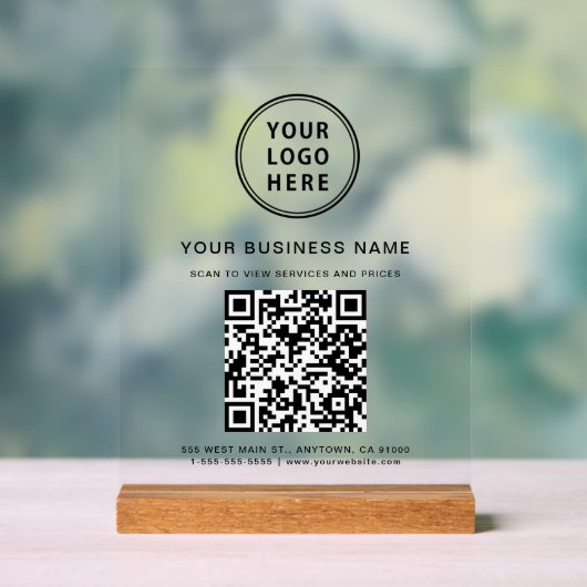 Zakelijke QR-code Logo Wissen Acryl Bord (Neutraal)