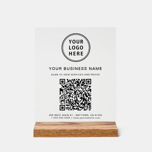Zakelijke QR-code Logo Wissen Acryl Bord (Voorkant)