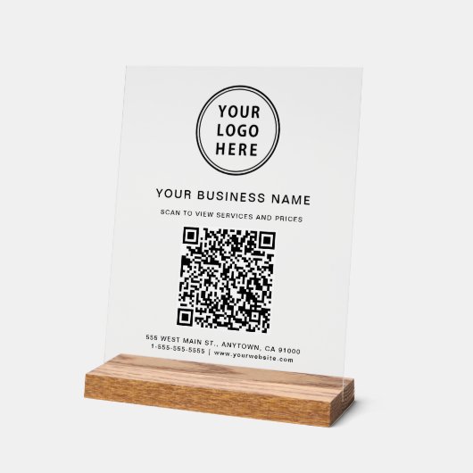 Zakelijke QR-code Logo Wissen Acryl Bord (Hoek)