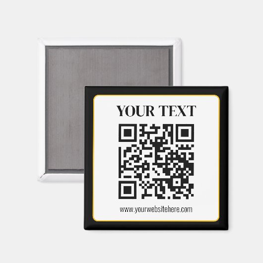 Zakelijke QR-code met boven- en ondertekst, zwart Magneet (Voorkant / Achterkant)