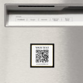 Zakelijke QR-code met boven- en ondertekst, zwart Magneet (Insitu (Vaatwasser))