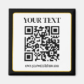 Zakelijke QR-code met boven- en ondertekst, zwart Magneet (Voorkant)