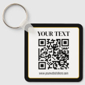 Zakelijke QR-code met boven- en ondertekst, zwart Sleutelhanger (Voorkant)