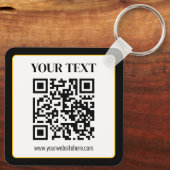 Zakelijke QR-code met boven- en ondertekst, zwart Sleutelhanger (Achterkant)