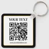 Zakelijke QR-code met boven- en ondertekst, zwart Sleutelhanger (Achterkant)