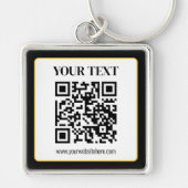 Zakelijke QR-code met boven- en ondertekst, zwart Sleutelhanger (Voorkant)