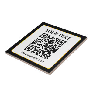 Zakelijke QR-code met boven- en ondertekst, zwart Tegeltje
