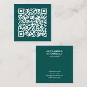 zakelijke QR-code Minimale Blauwgroen Vierkante Visitekaartje (Voorkant / Achterkant)