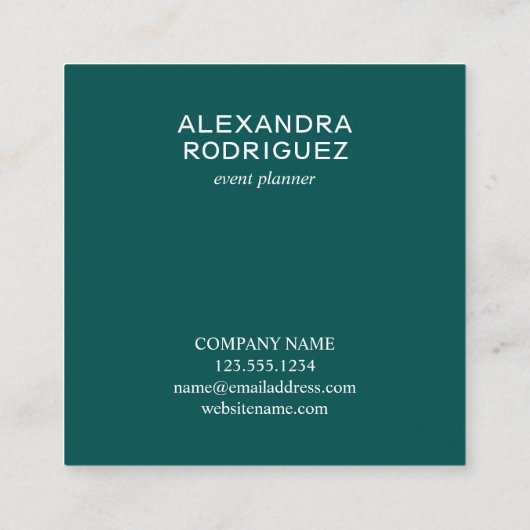 zakelijke QR-code Minimale Blauwgroen Vierkante Visitekaartje (Achterkant)