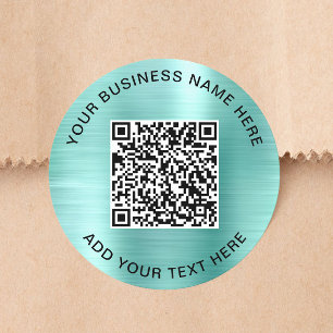 Zakelijke QR-code Mintgroen Ronde Sticker