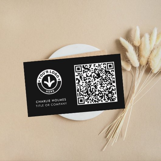 Zakelijke QR-code | Modern zwart ontwerp Visitekaartje