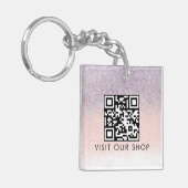 Zakelijke QR-code Monogram Glitter voor Koppels Sleutelhanger (Voorkant Links)