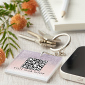 Zakelijke QR-code Monogram Glitter voor Koppels Sleutelhanger (Voorkant Rechts)