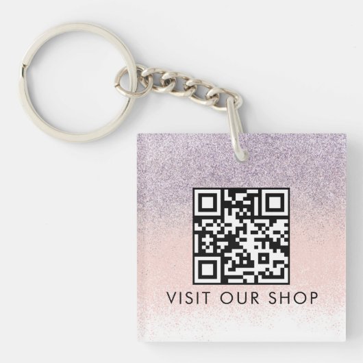 Zakelijke QR-code Monogram Glitter voor Koppels Sleutelhanger (Voorkant)
