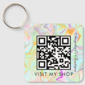 Zakelijke QR-code nep-holografisch monogram Sleutelhanger (Voorkant)