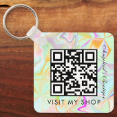 Zakelijke QR-code nep-holografisch monogram Sleutelhanger (Voorkant)