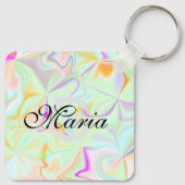 Zakelijke QR-code nep-holografisch monogram Sleutelhanger (Achterkant)