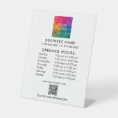Zakelijke QR code openingstijden Logo gepersonalis Reclamebord Met Voetstuk (Voorkant)