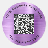 Zakelijke QR-code Paars Ronde Sticker (Voorkant)