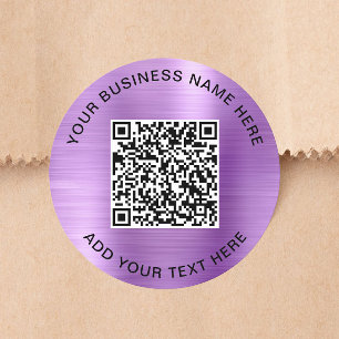Zakelijke QR-code Paars Ronde Sticker