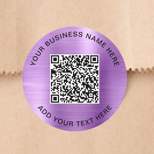 Zakelijke QR-code Paars Ronde Sticker